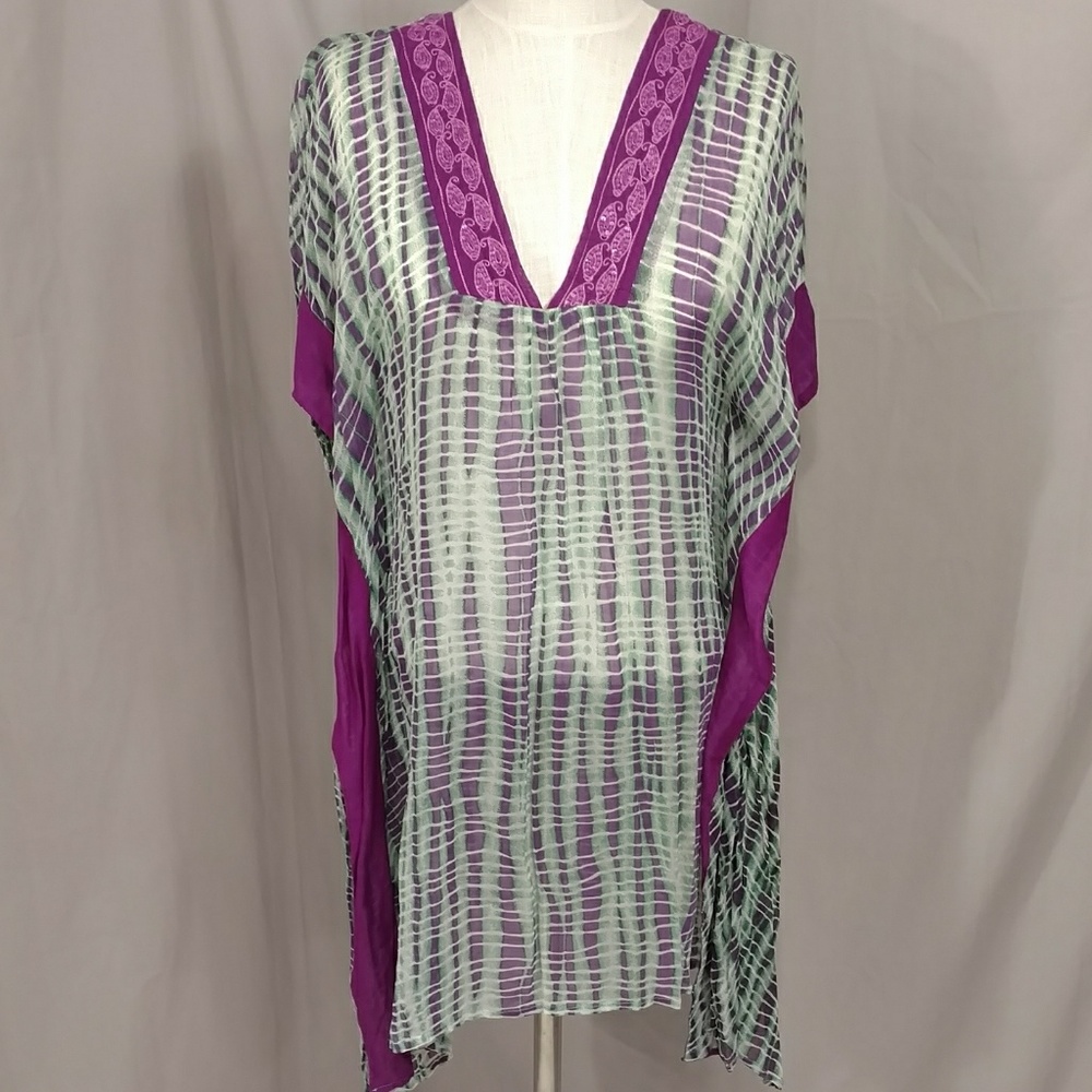 Fushia Purple Beach Cover Up Pool Caftan Letarte Sm Colorful Semi Sheer